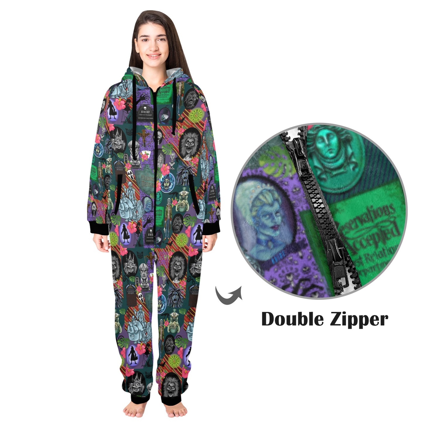 Tropical Mansion Unisex One-Piece Zip Up Hooded Pajamas