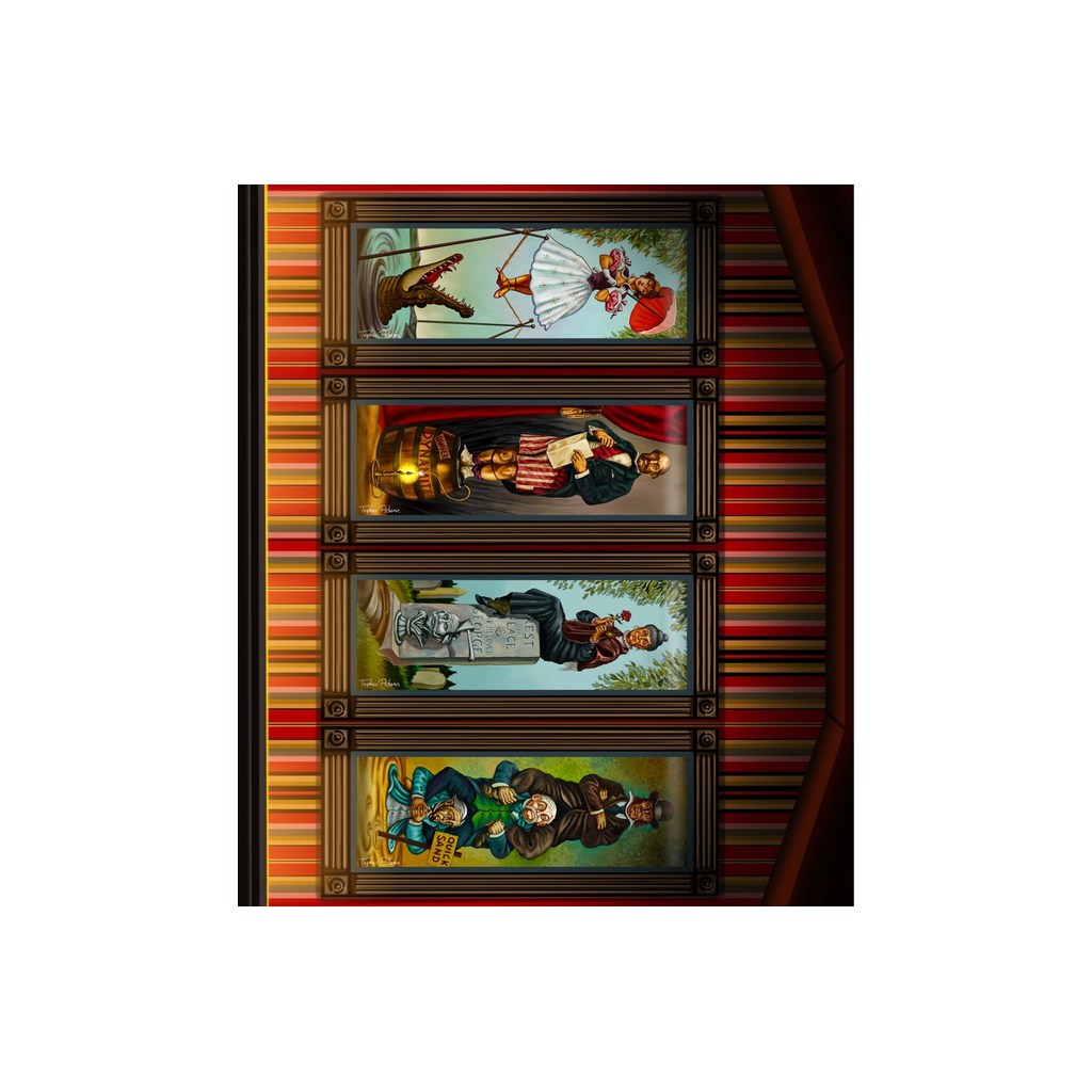 Stretching portraits illustrated by Topher Adam - Canvas Posters