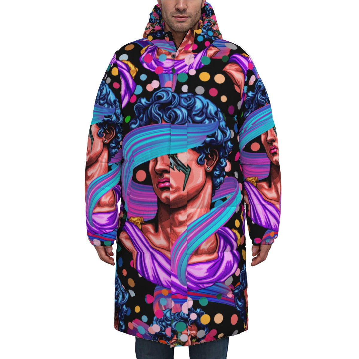 Colorful David Unisex Long Down Jacket