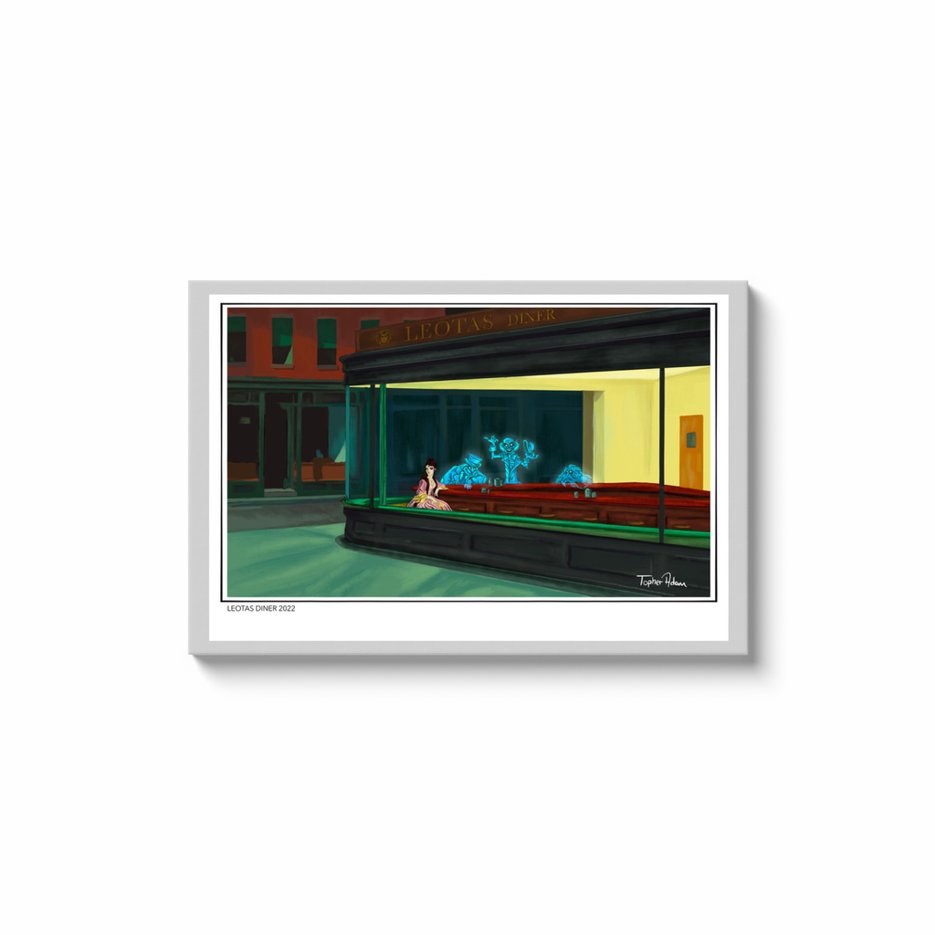 Leotas Diner Canvas Wrap by Topher Adam