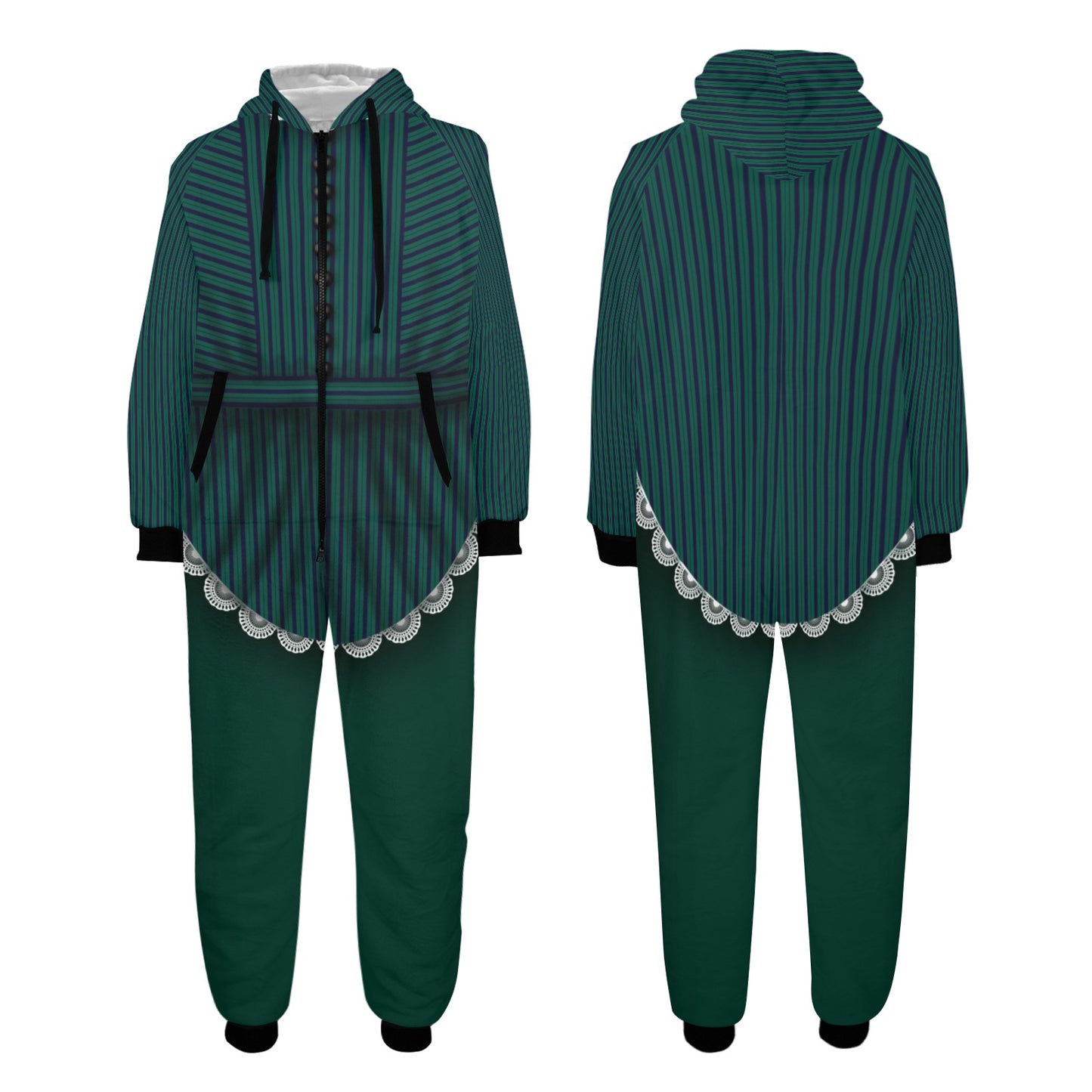 Maid Unisex One-Piece Zip Up Hooded Pajamas