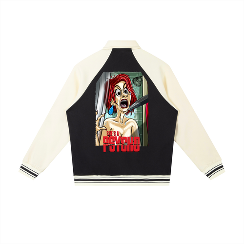 Contrast Raglan Sleeve Baseball Jacket