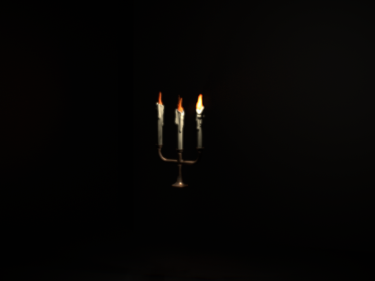 Haunted flickering candelabra wall hanging.