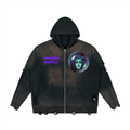 Unisex Distressed Full Zip Sweater