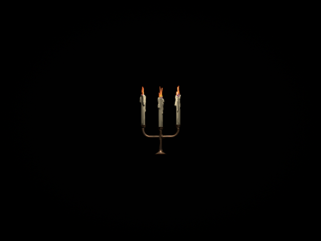 Haunted flickering candelabra wall hanging.