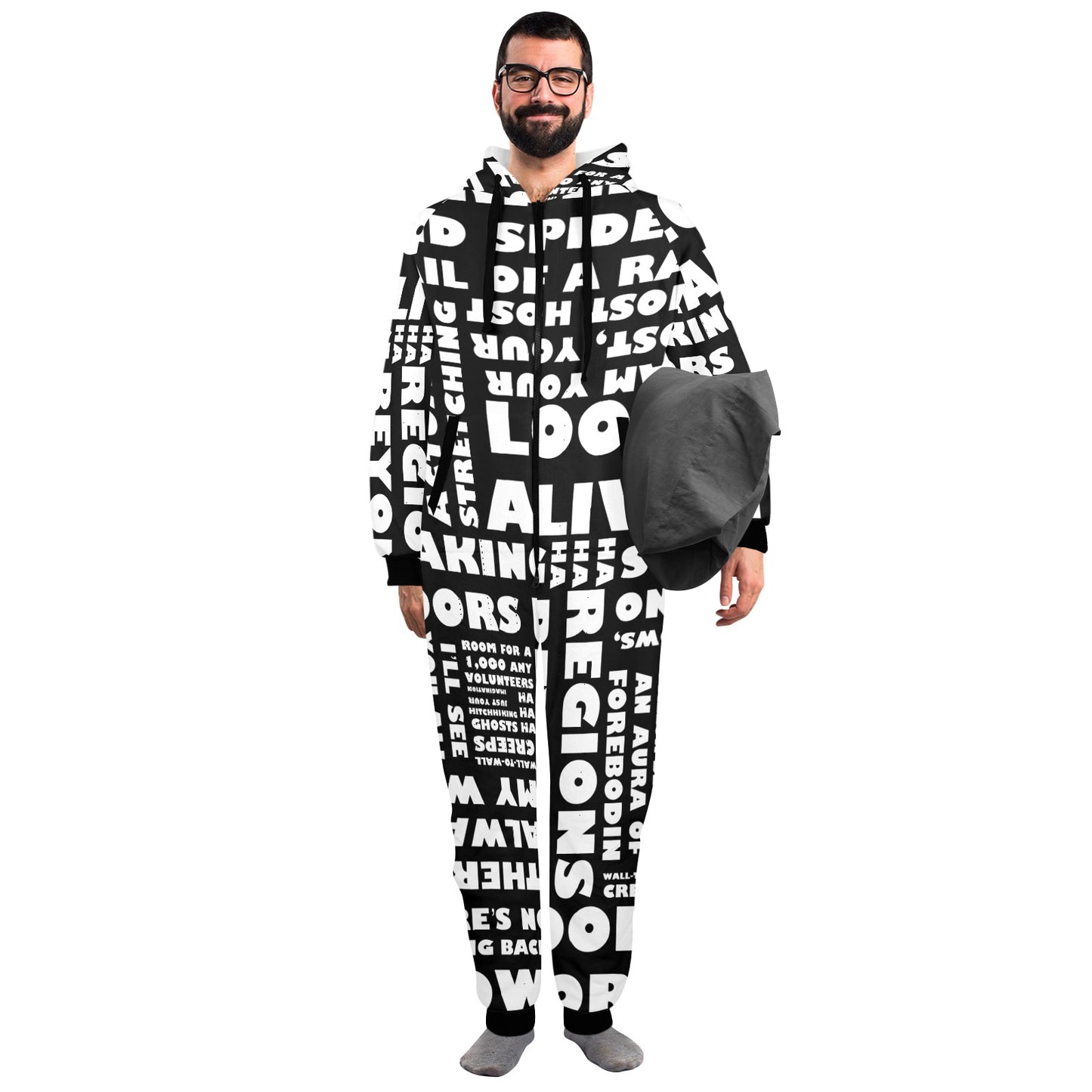 Haunted Mansion Ghoulish quotes Unisex One-Piece Zip Up Hooded Pajamas