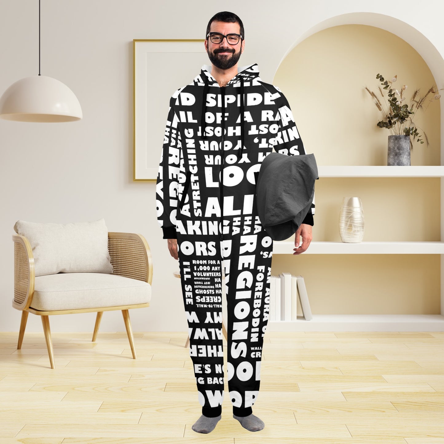 Haunted Mansion Ghoulish quotes Unisex One-Piece Zip Up Hooded Pajamas