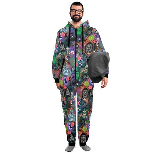 Tropical Mansion Unisex One-Piece Zip Up Hooded Pajamas