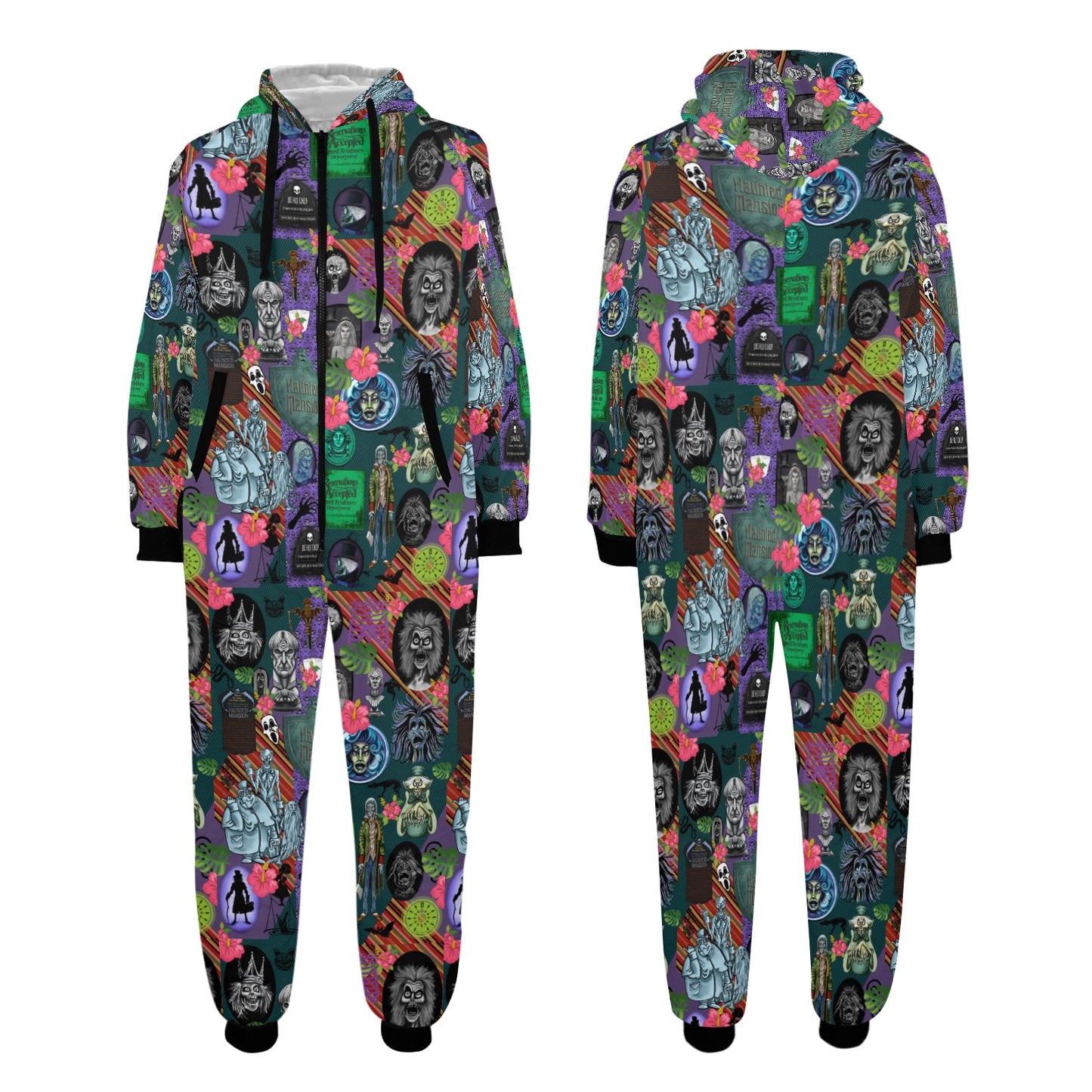 Tropical Mansion Unisex One-Piece Zip Up Hooded Pajamas