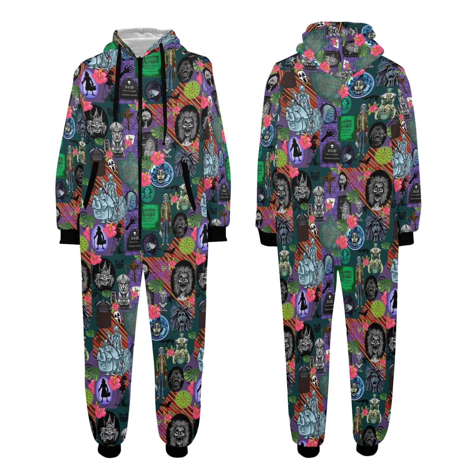 Tropical Mansion Unisex One-Piece Zip Up Hooded Pajamas