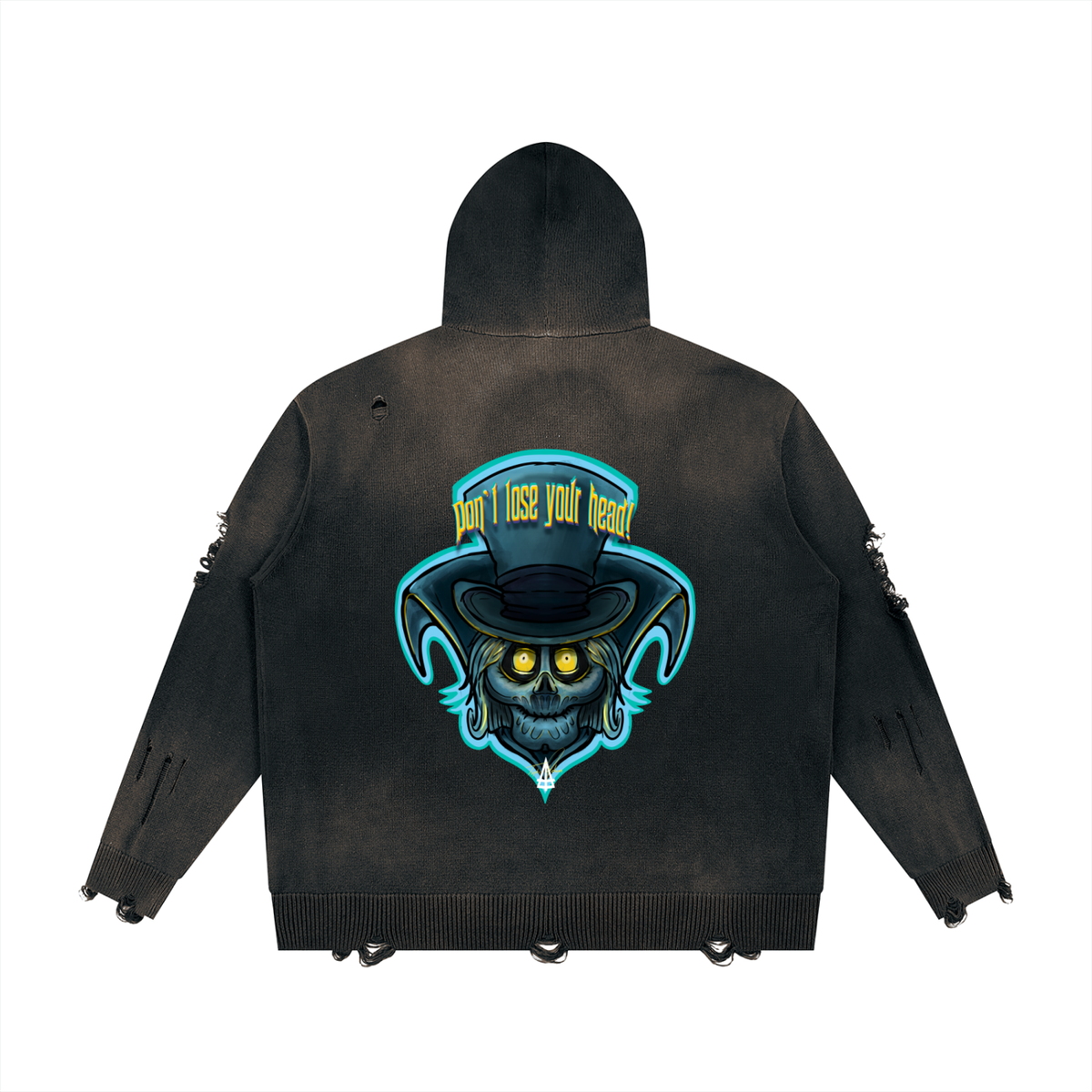 Unisex Distressed Full Zip Sweater