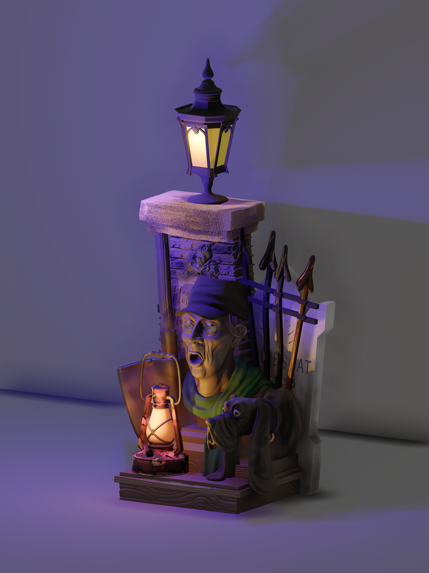 Caretaking bust lamp