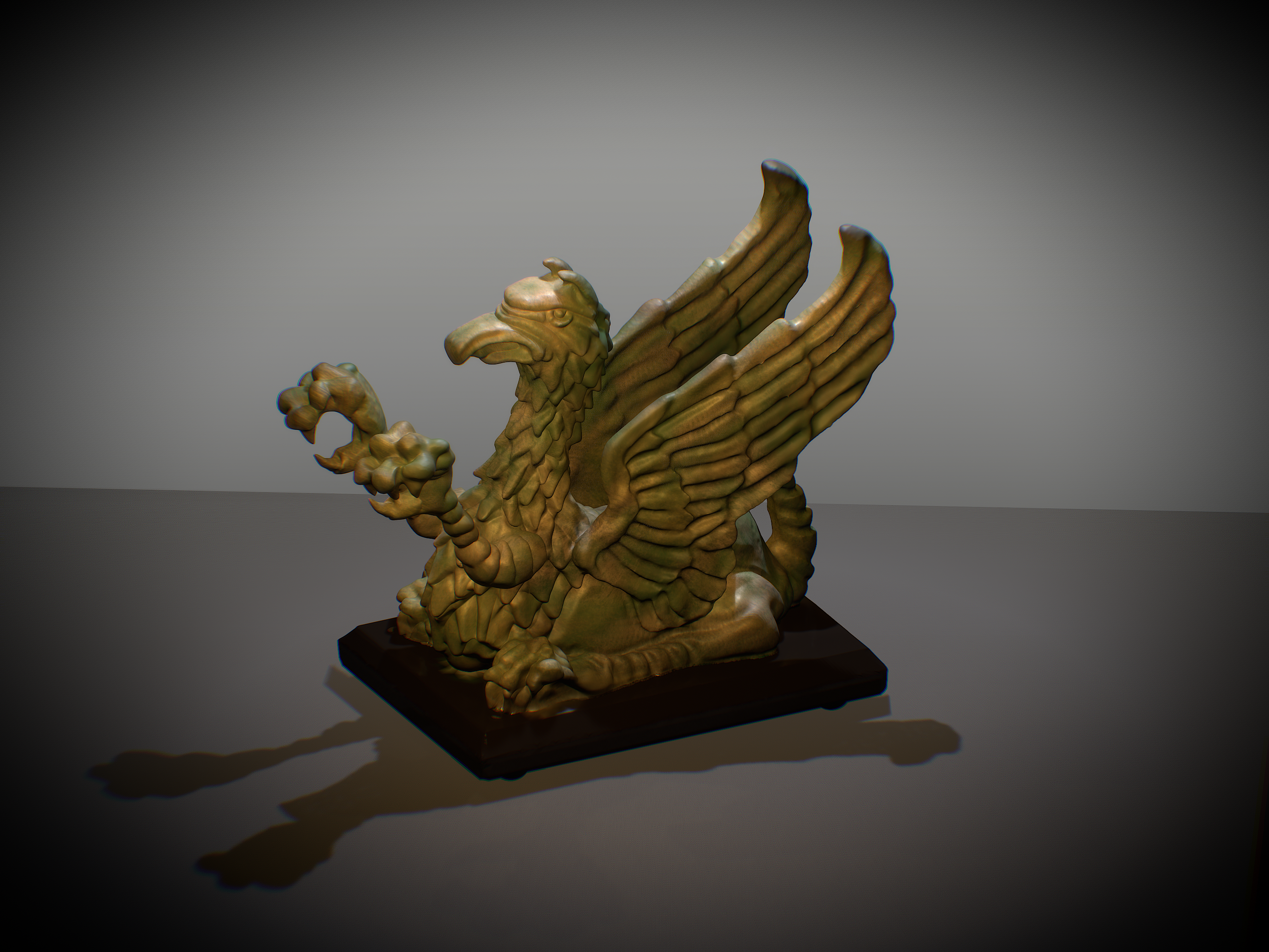 Gryphon statue, recreated and sculpted