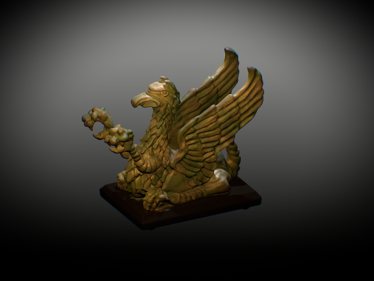 Gryphon statue, recreated and sculpted