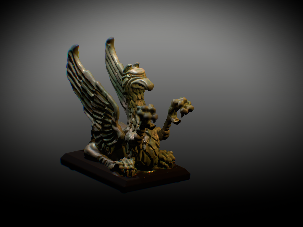 Gryphon statue, recreated and sculpted