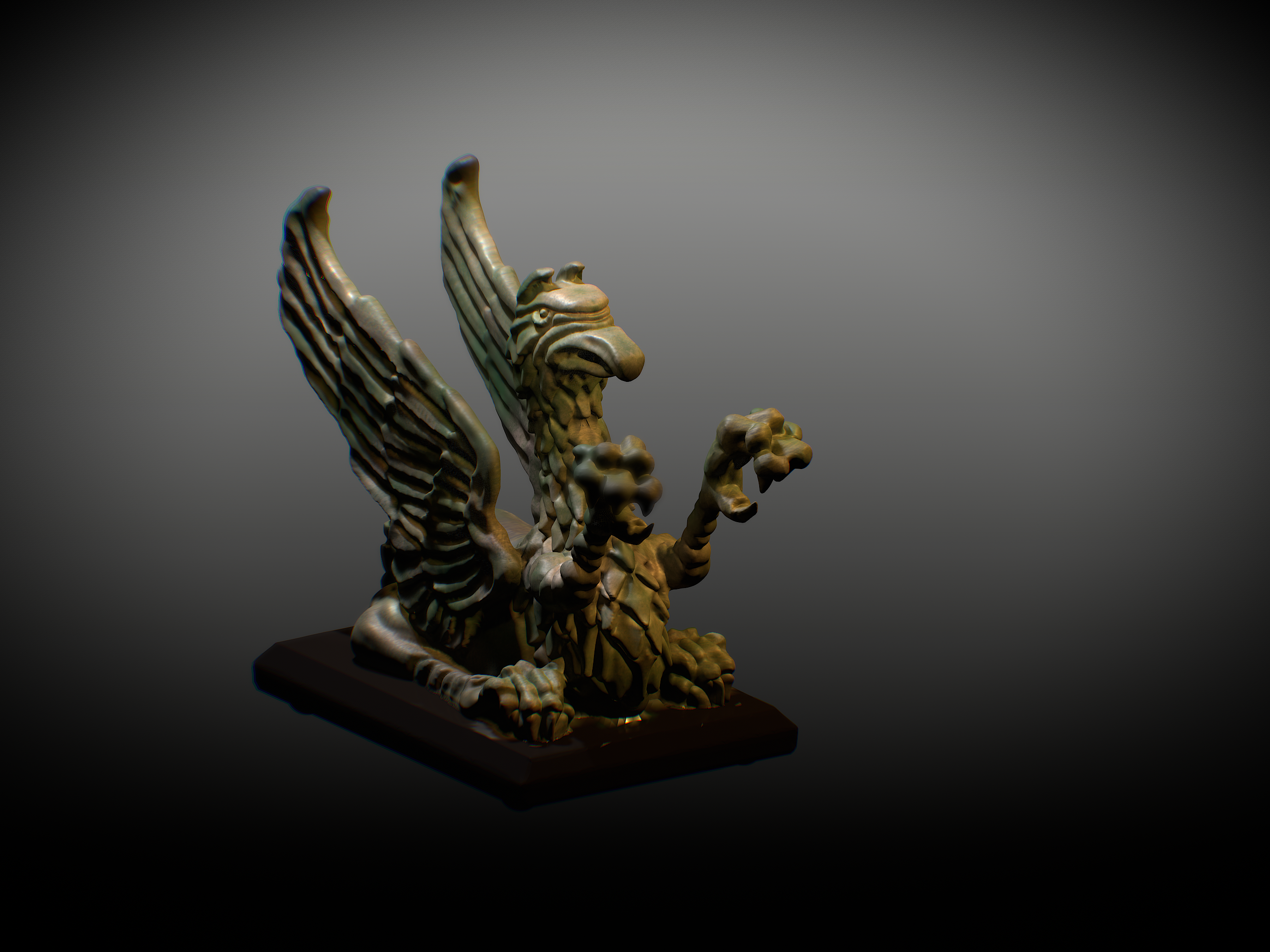 Gryphon statue, recreated and sculpted