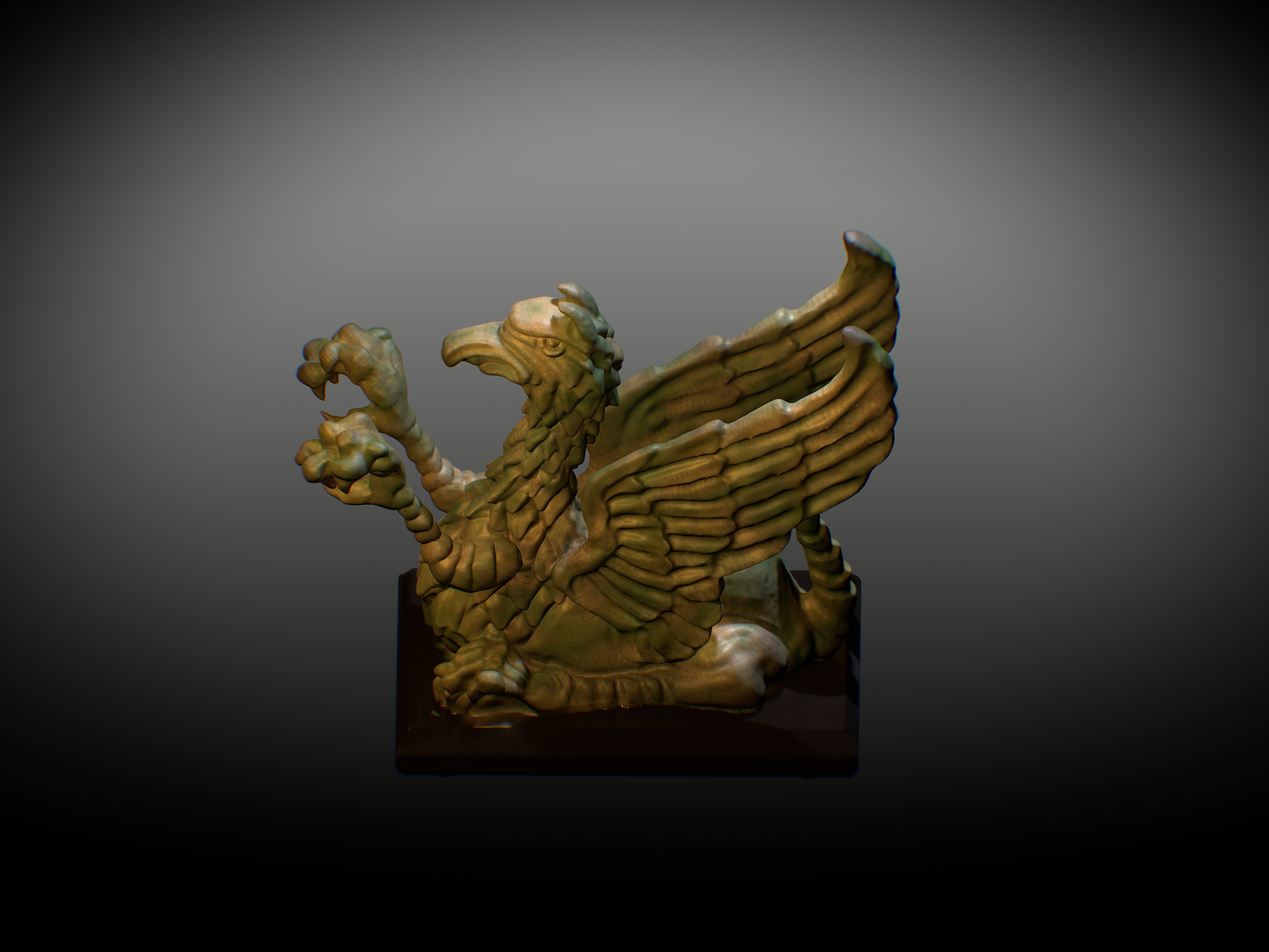 Gryphon statue, recreated and sculpted