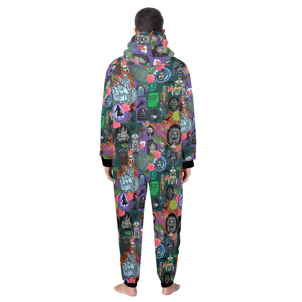 Tropical Mansion Unisex One-Piece Zip Up Hooded Pajamas