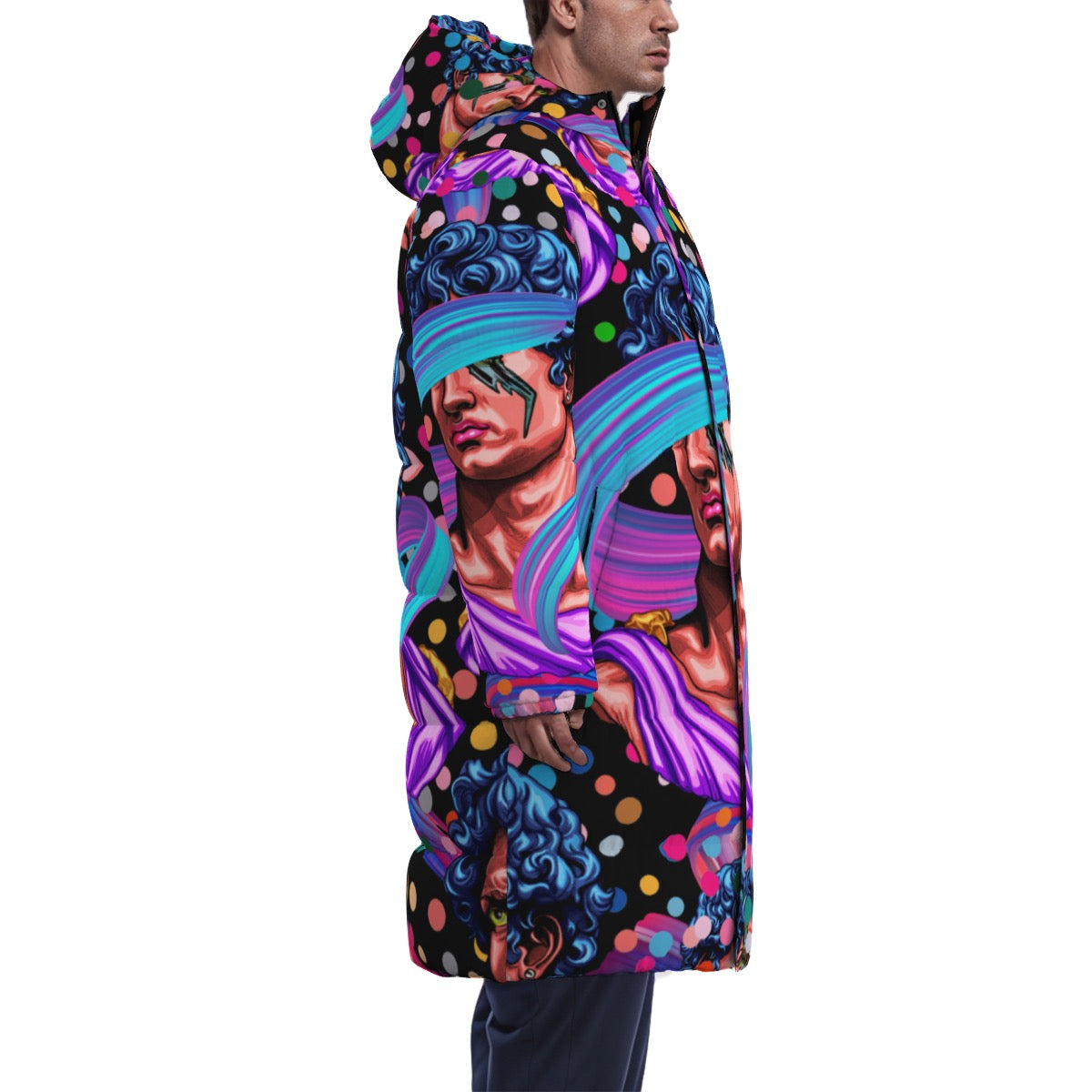 Colorful David  Unisex Long Down Jacket