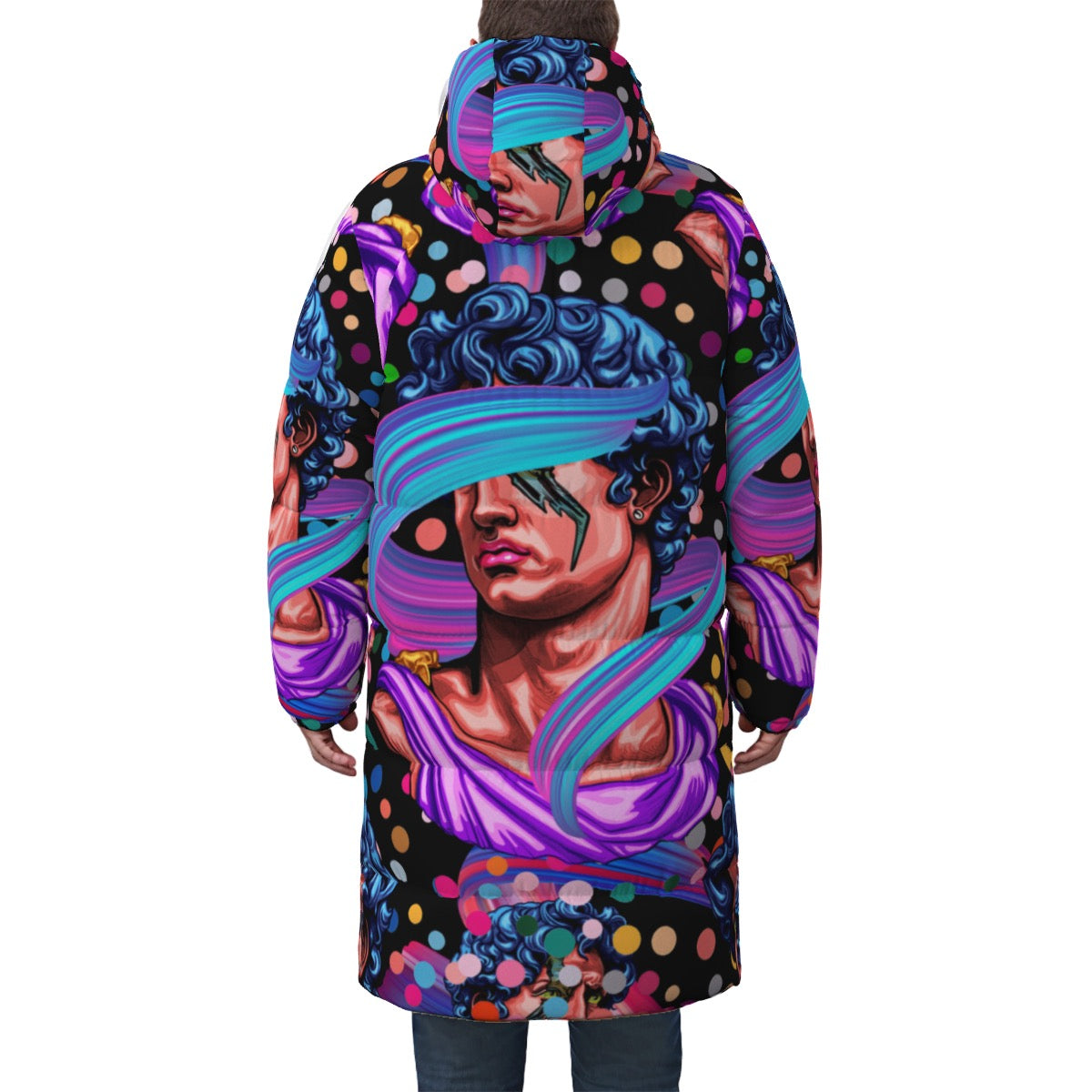 Colorful David  Unisex Long Down Jacket