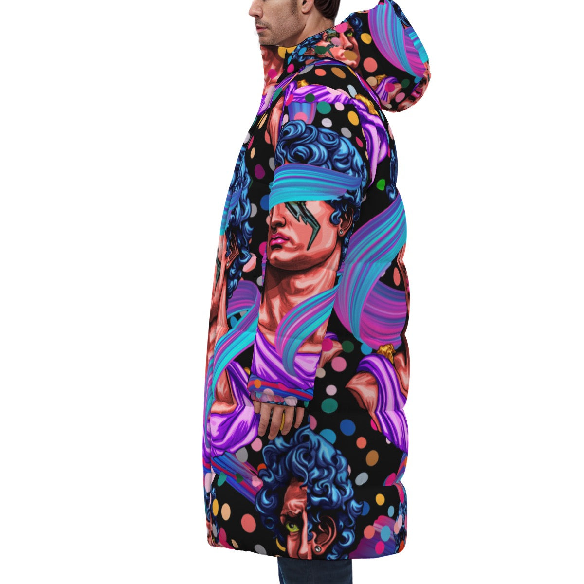 Colorful David  Unisex Long Down Jacket
