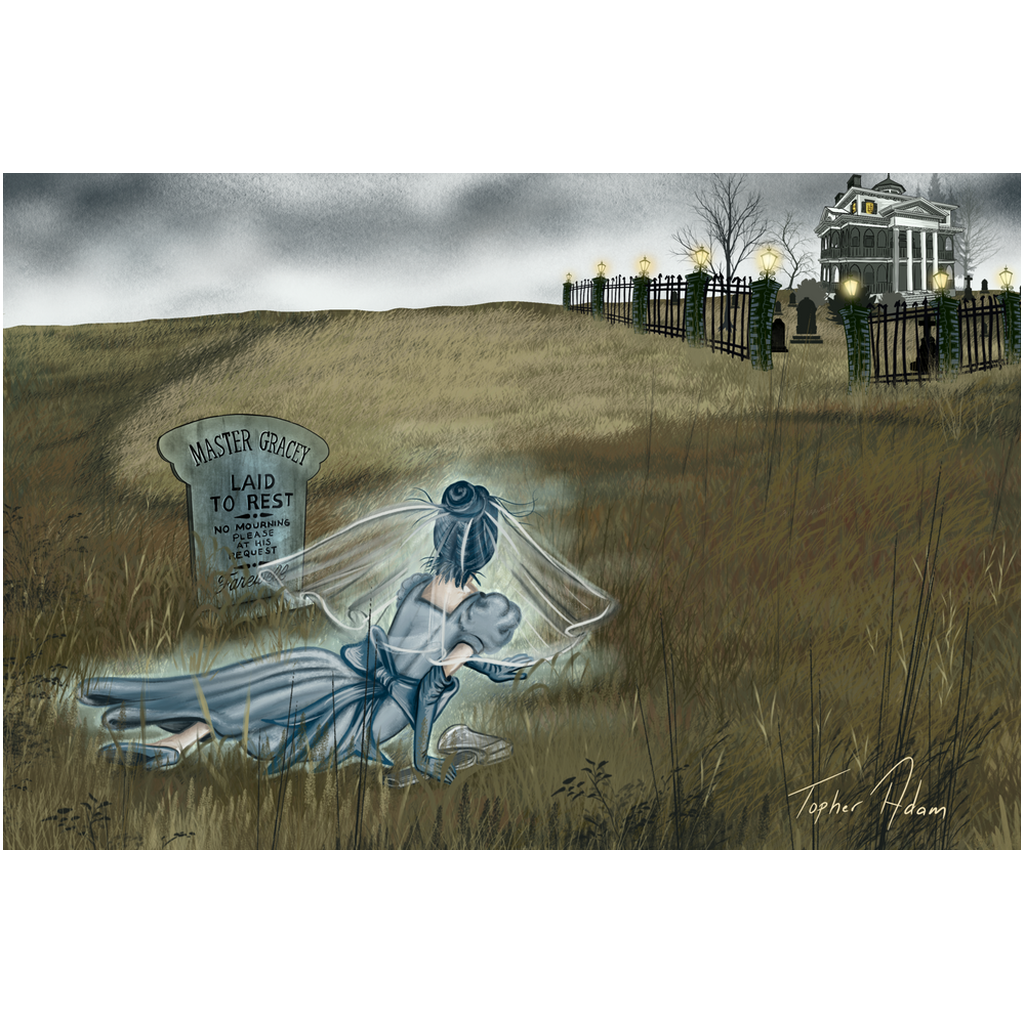 Ghost Bride in a field Canvas Poster by Topher Adam